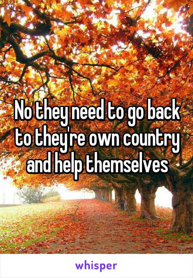 No they need to go back to they're own country and help themselves