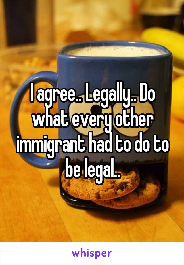 I agree.. Legally.. Do what every other immigrant had to do to be legal..