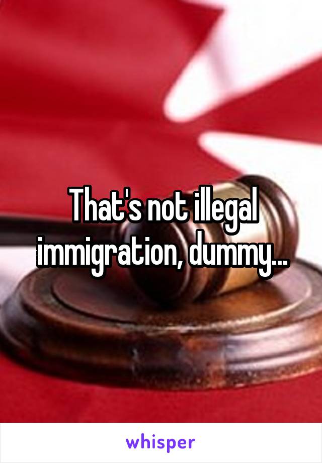 That's not illegal immigration, dummy...