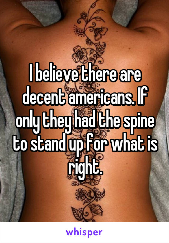 I believe there are decent americans. If only they had the spine to stand up for what is right.