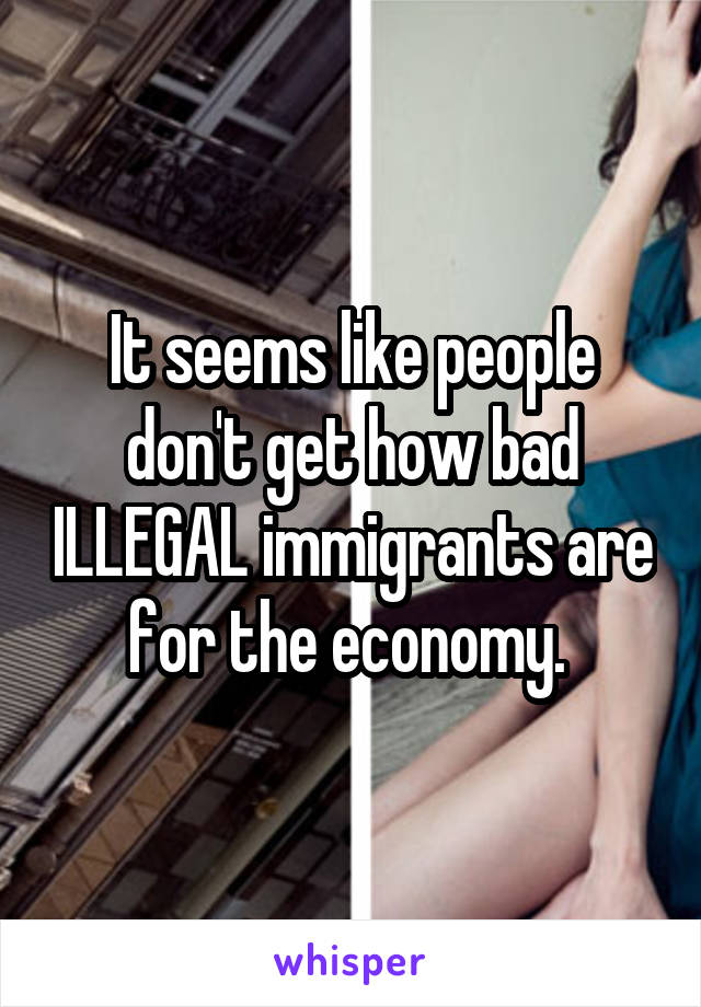 It seems like people don't get how bad ILLEGAL immigrants are for the economy. 