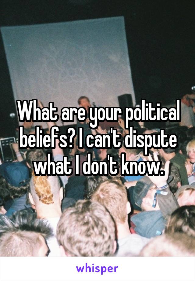 What are your political beliefs? I can't dispute what I don't know.