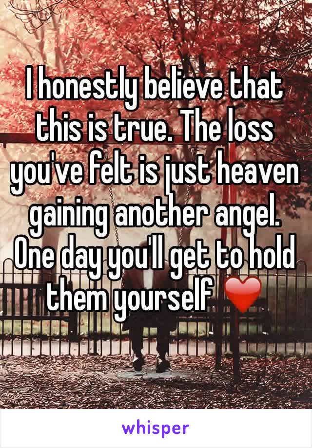 I honestly believe that this is true. The loss you've felt is just heaven gaining another angel. One day you'll get to hold them yourself ❤️