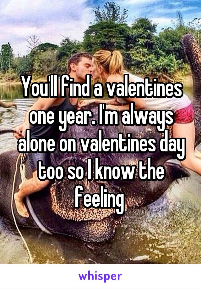 You'll find a valentines one year. I'm always alone on valentines day too so I know the feeling 