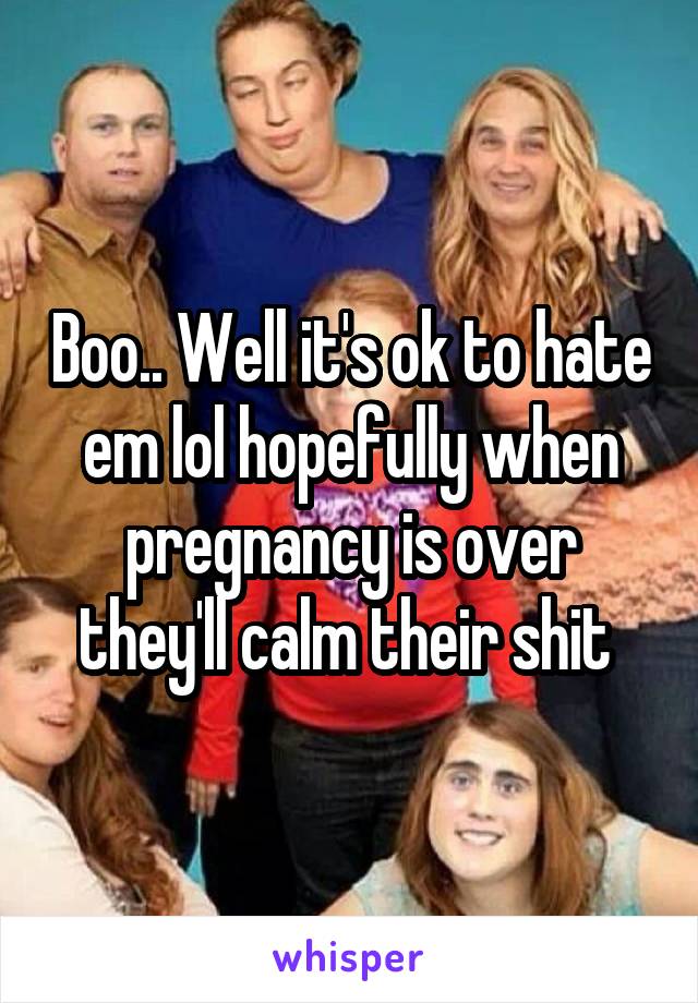 Boo.. Well it's ok to hate em lol hopefully when pregnancy is over they'll calm their shit 