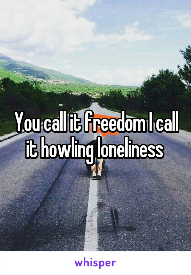 You call it freedom I call it howling loneliness 