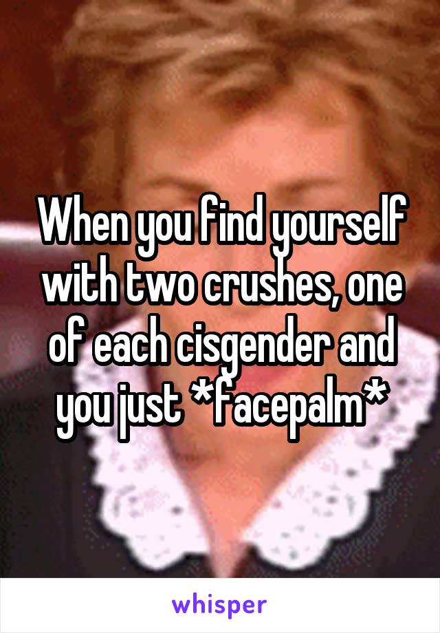 When you find yourself with two crushes, one of each cisgender and you just *facepalm*