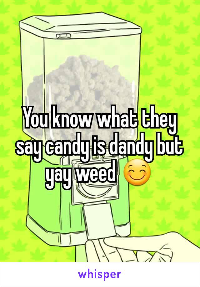 You know what they say candy is dandy but yay weed 😊