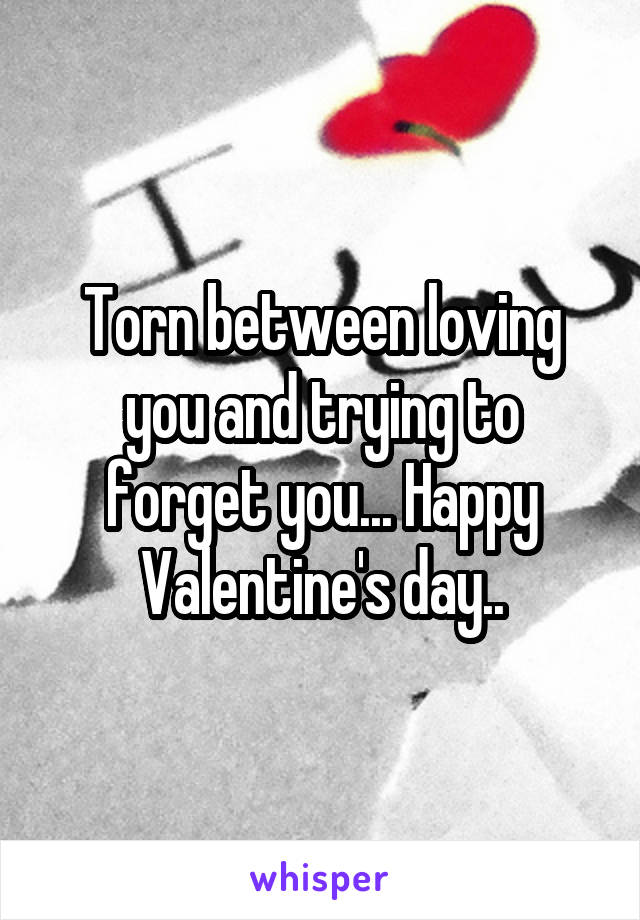 Torn between loving you and trying to forget you... Happy Valentine's day..