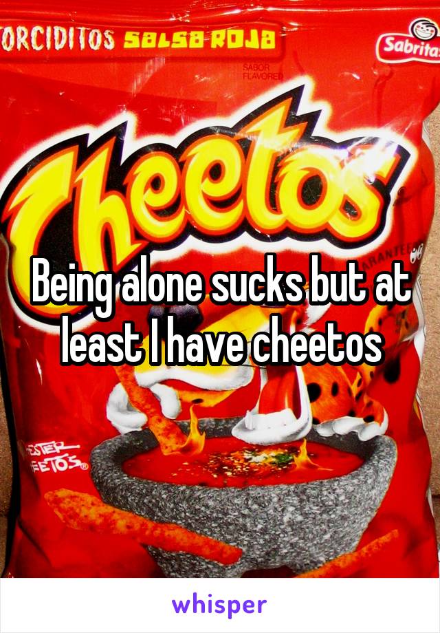 Being alone sucks but at least I have cheetos