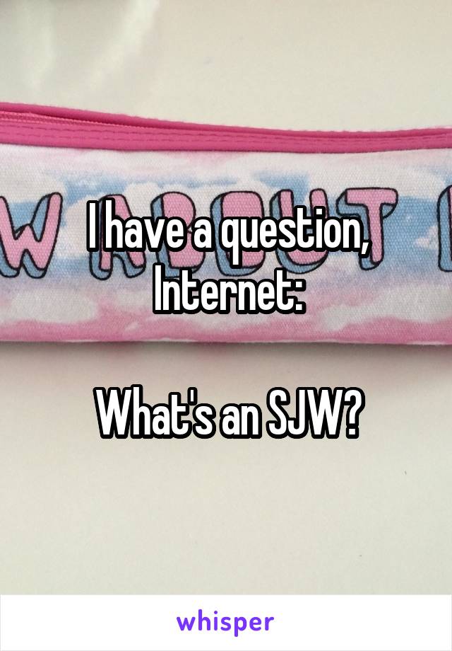 I have a question, Internet:

What's an SJW?