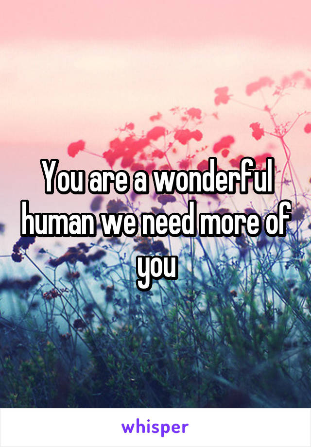 You are a wonderful human we need more of you