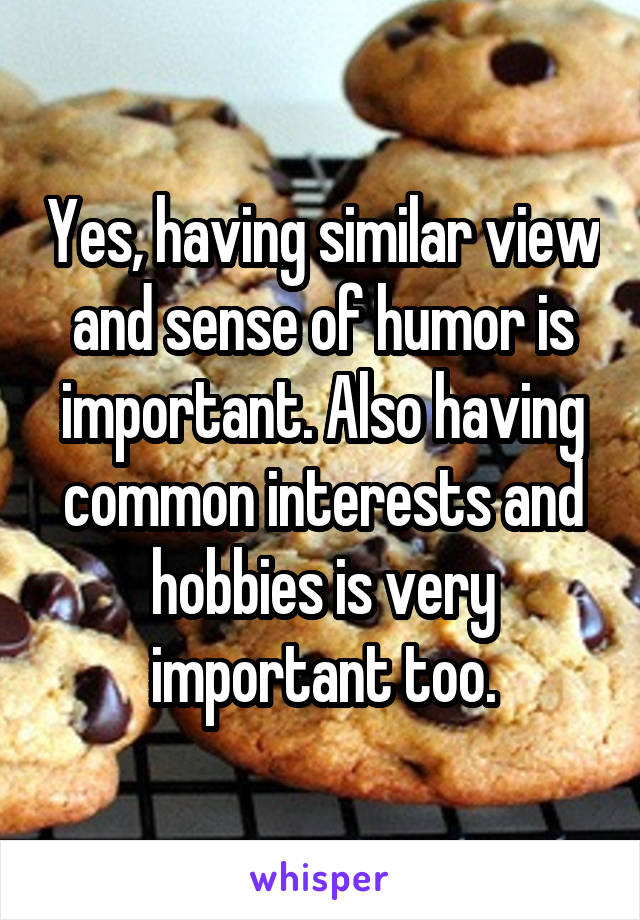 Yes, having similar view and sense of humor is important. Also having common interests and hobbies is very important too.