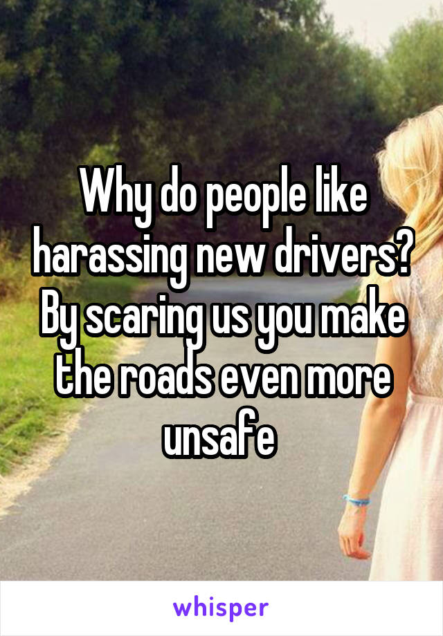 Why do people like harassing new drivers? By scaring us you make the roads even more unsafe 