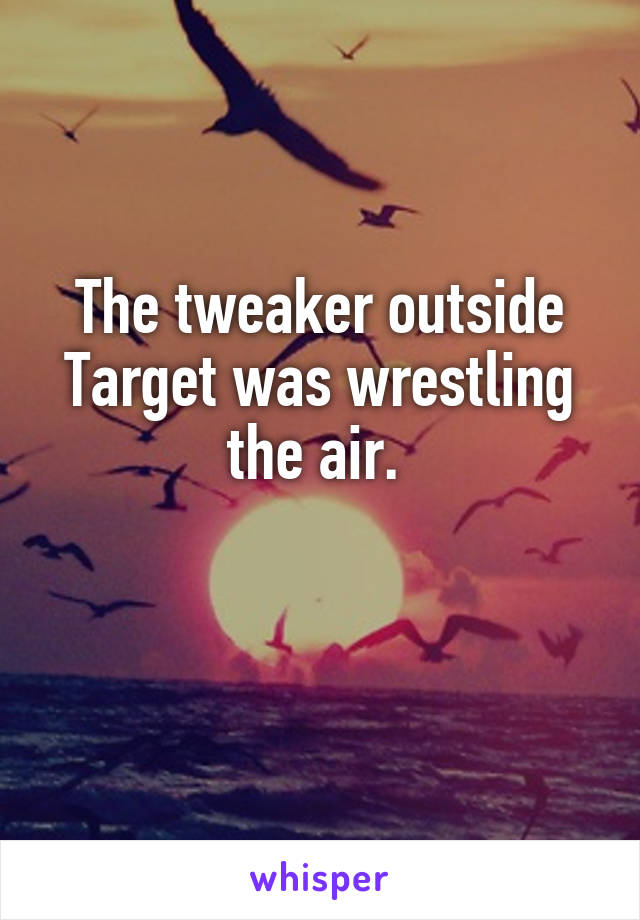 The tweaker outside Target was wrestling the air. 

