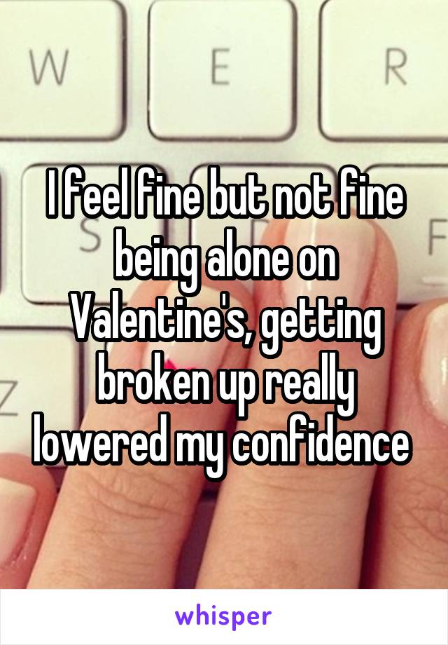 I feel fine but not fine being alone on Valentine's, getting broken up really lowered my confidence 