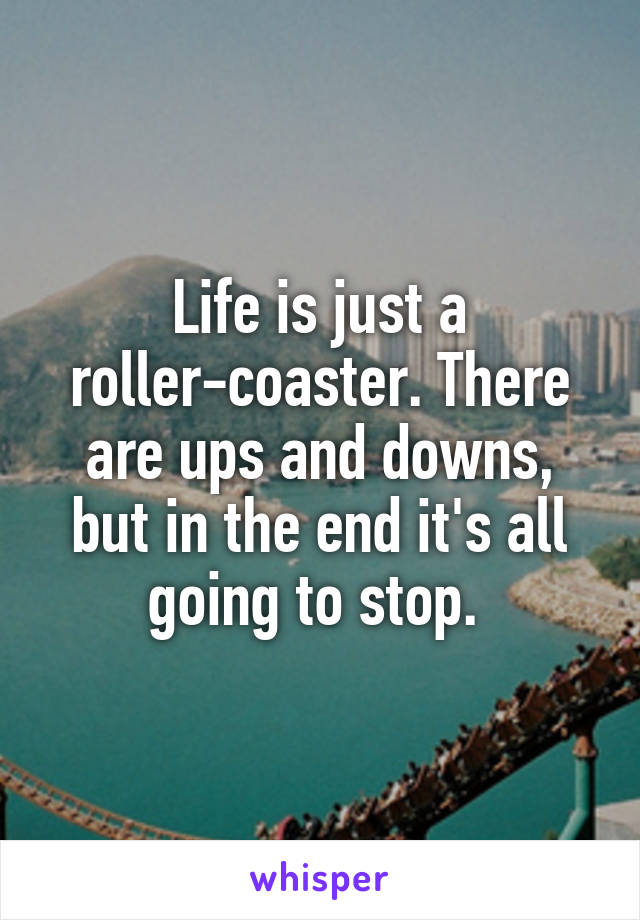 Life is just a roller-coaster. There are ups and downs, but in the end it's all going to stop. 