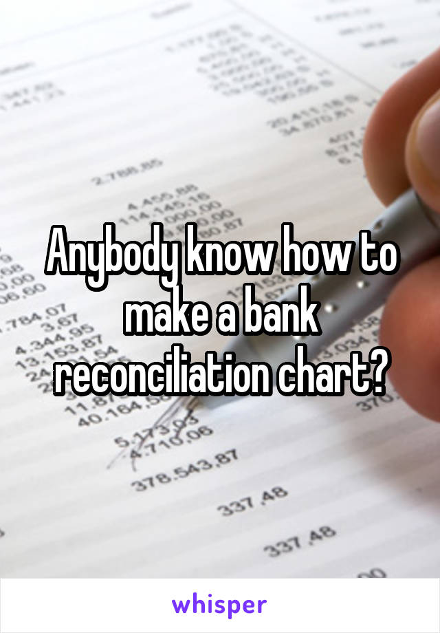 Anybody know how to make a bank reconciliation chart?