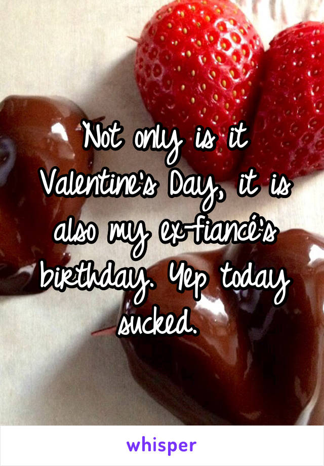 Not only is it Valentine's Day, it is also my ex-fiancé's birthday. Yep today sucked. 