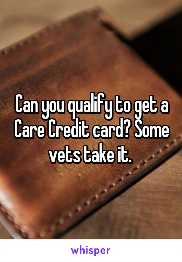 Can you qualify to get a Care Credit card? Some vets take it. 