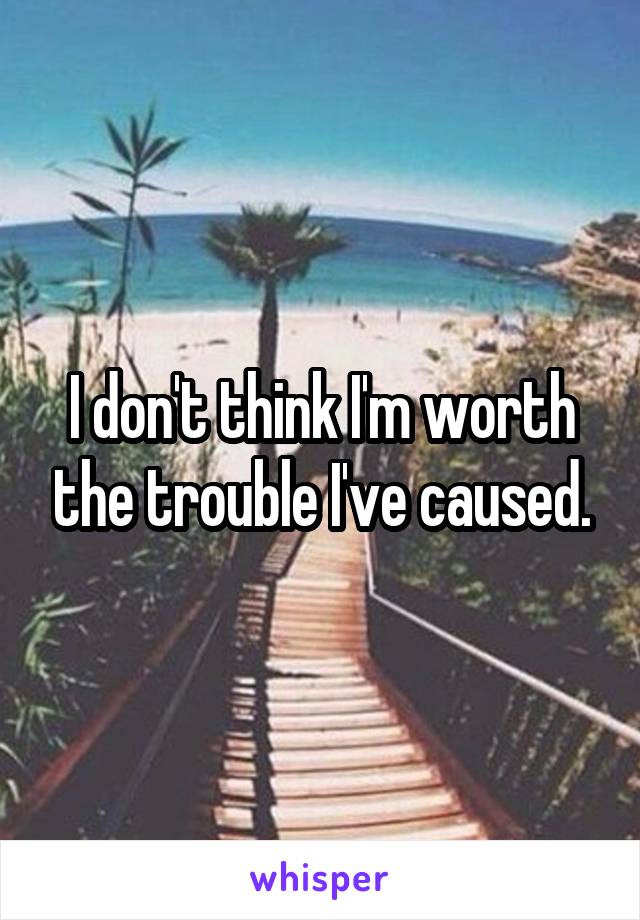 I don't think I'm worth the trouble I've caused.