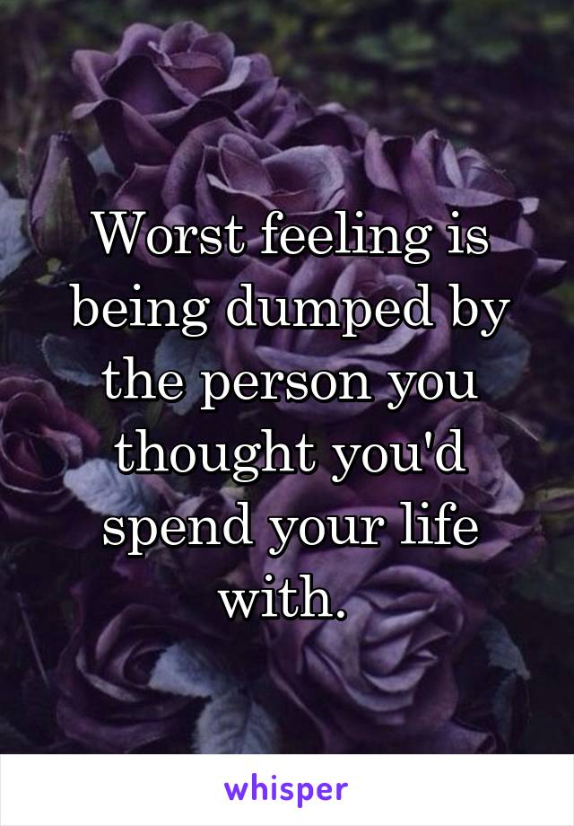 Worst feeling is being dumped by the person you thought you'd spend your life with. 