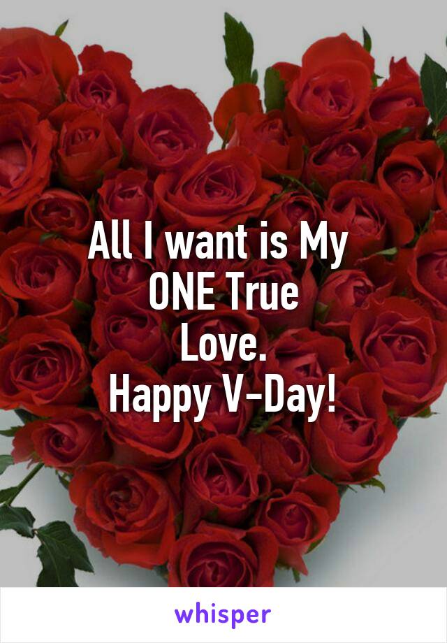 All I want is My 
ONE True
Love.
Happy V-Day!