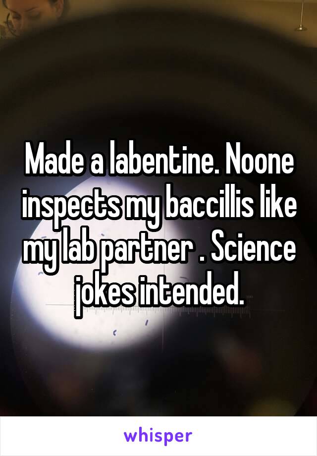 Made a labentine. Noone inspects my baccillis like my lab partner . Science jokes intended.