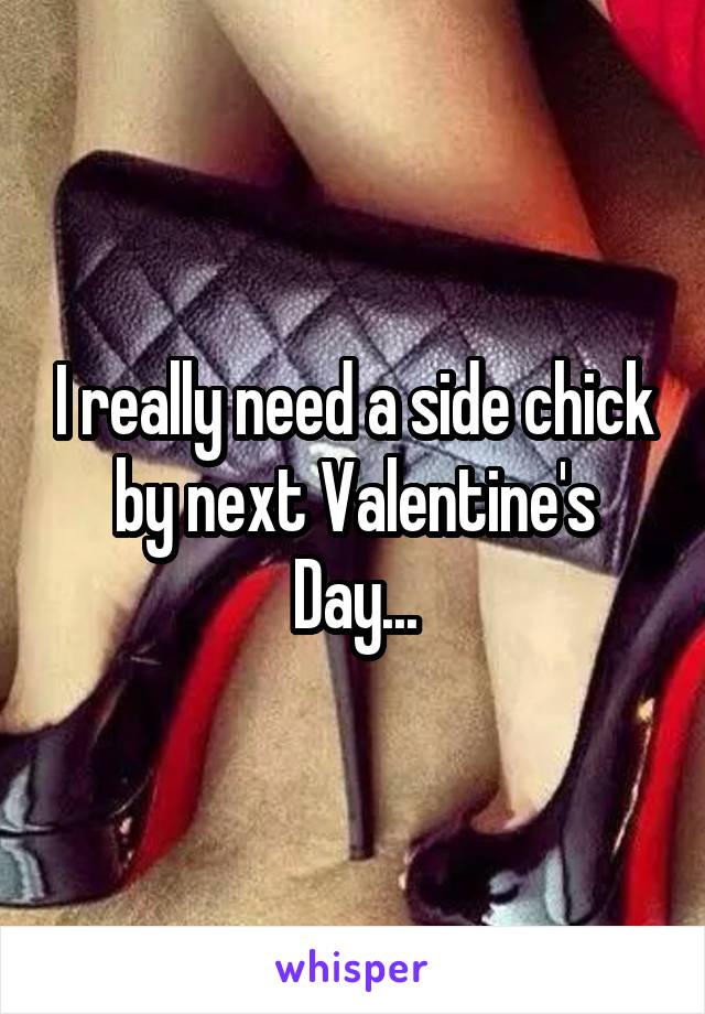 I really need a side chick by next Valentine's Day...