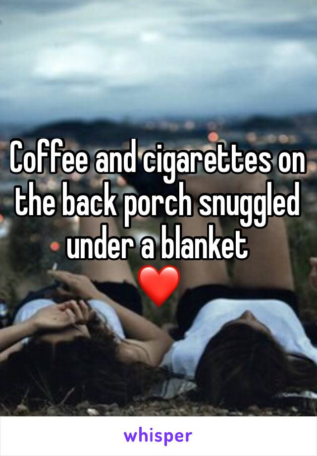 Coffee and cigarettes on the back porch snuggled under a blanket 
❤️