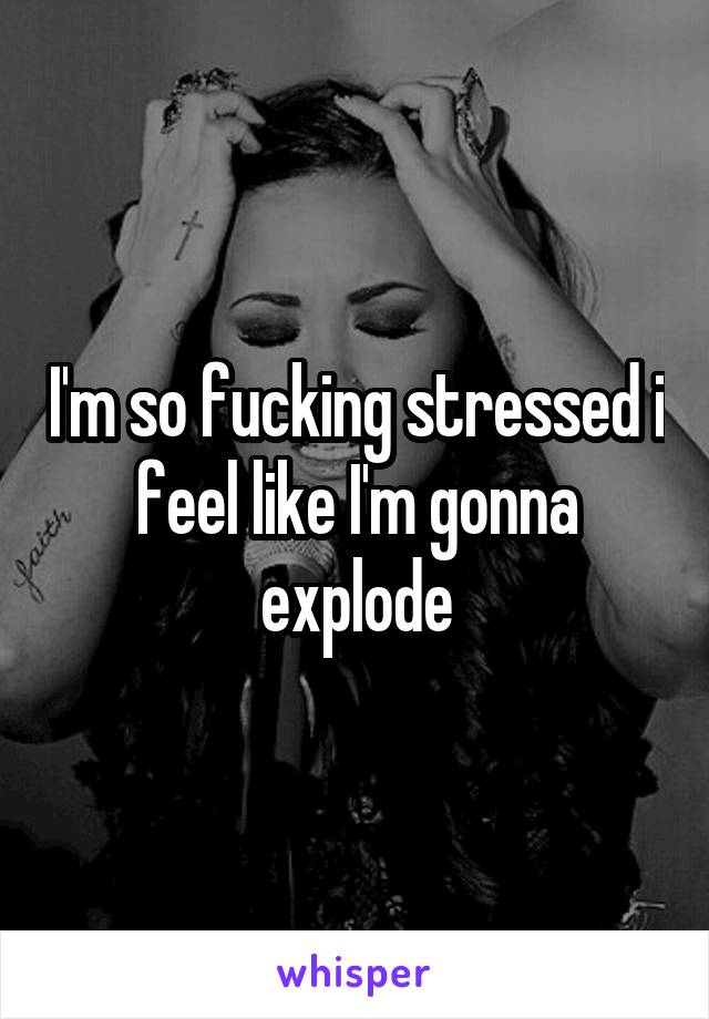 I'm so fucking stressed i feel like I'm gonna explode