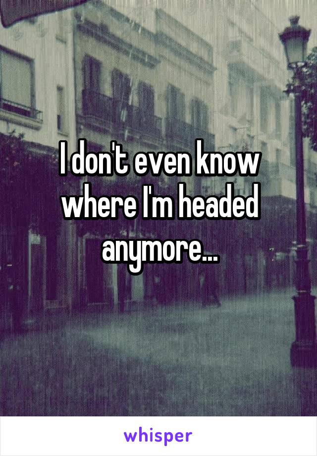 I don't even know where I'm headed anymore...
