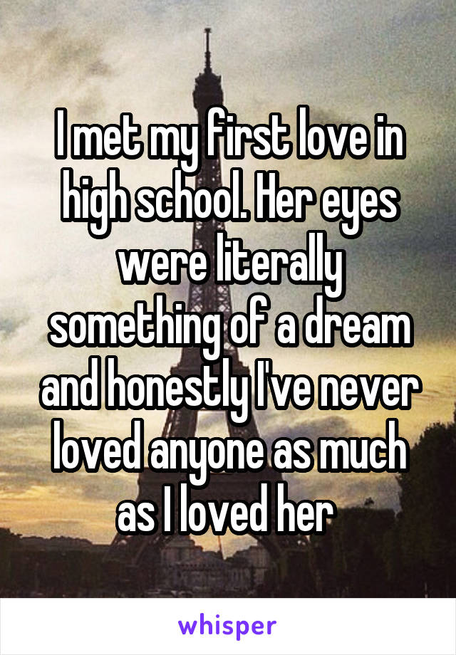 I met my first love in high school. Her eyes were literally something of a dream and honestly I've never loved anyone as much as I loved her 