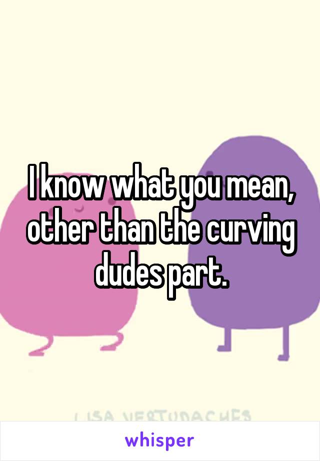 I know what you mean, other than the curving dudes part.