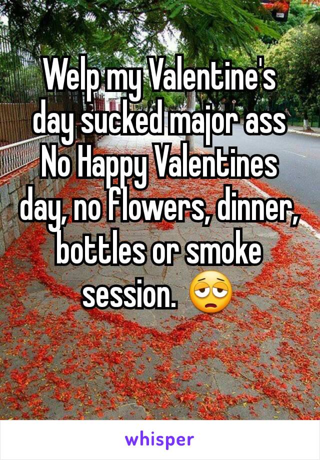 Welp my Valentine's day sucked major ass
No Happy Valentines day, no flowers, dinner, bottles or smoke session. 😩