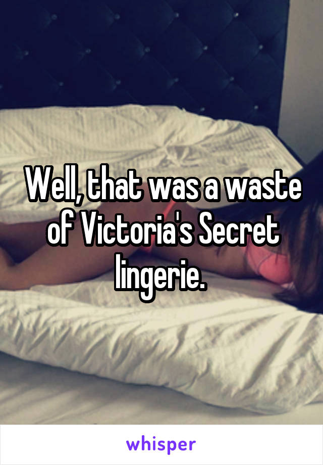 Well, that was a waste of Victoria's Secret lingerie. 