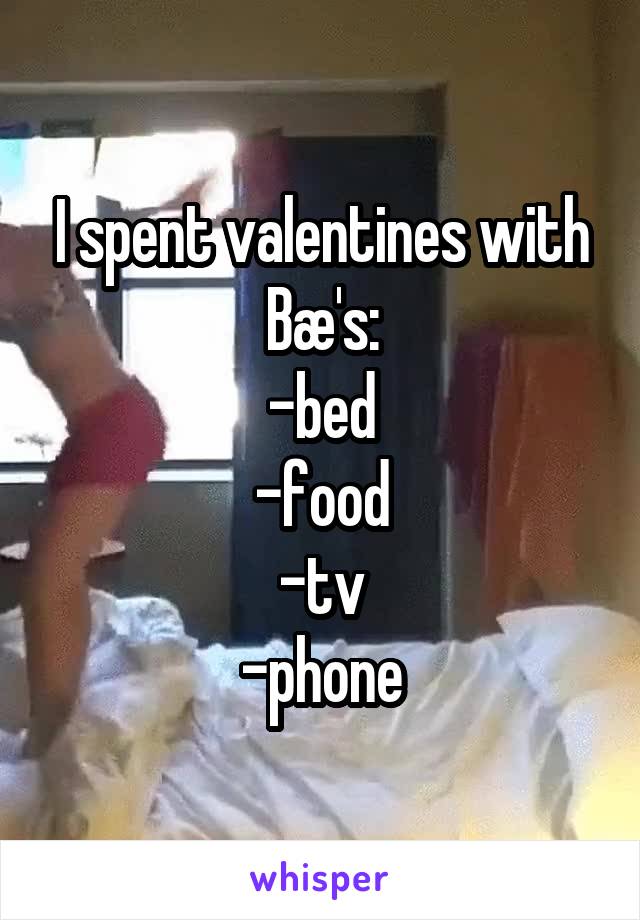 I spent valentines with Bæ's:
-bed
-food
-tv
-phone