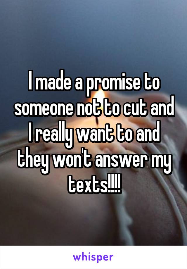 I made a promise to someone not to cut and I really want to and they won't answer my texts!!!!