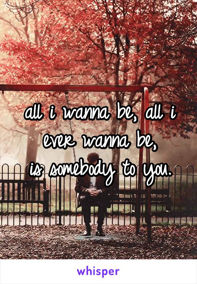 all i wanna be, all i ever wanna be,
 is somebody to you. 