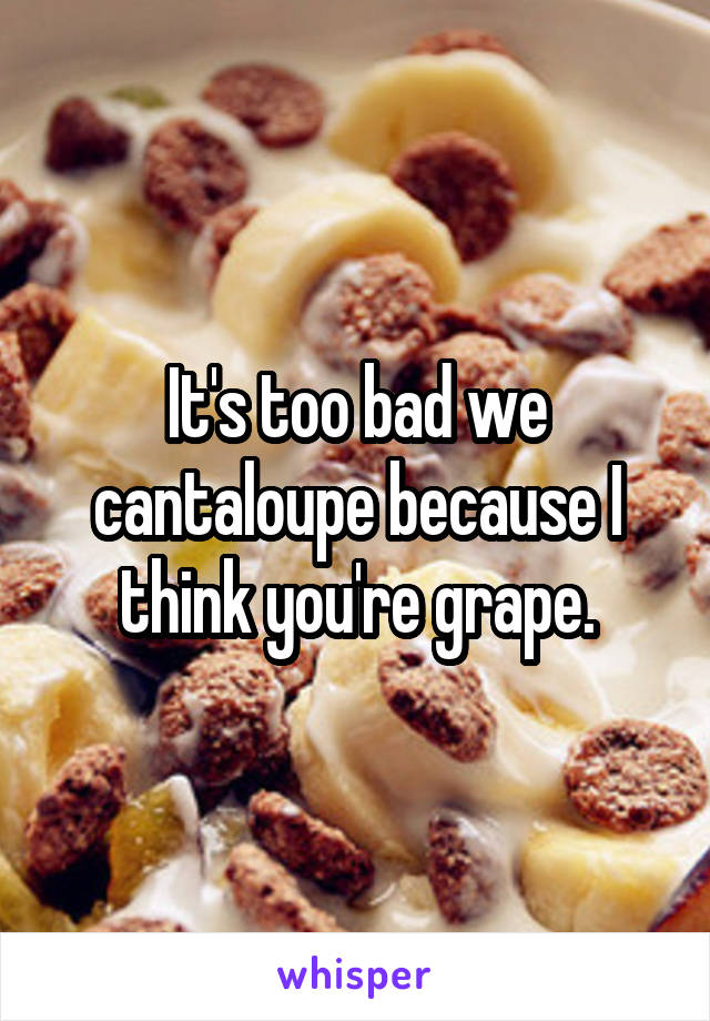 It's too bad we cantaloupe because I think you're grape.