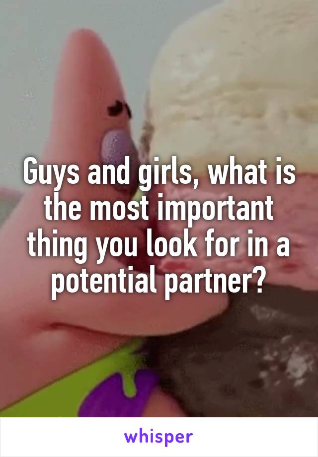 Guys and girls, what is the most important thing you look for in a potential partner?