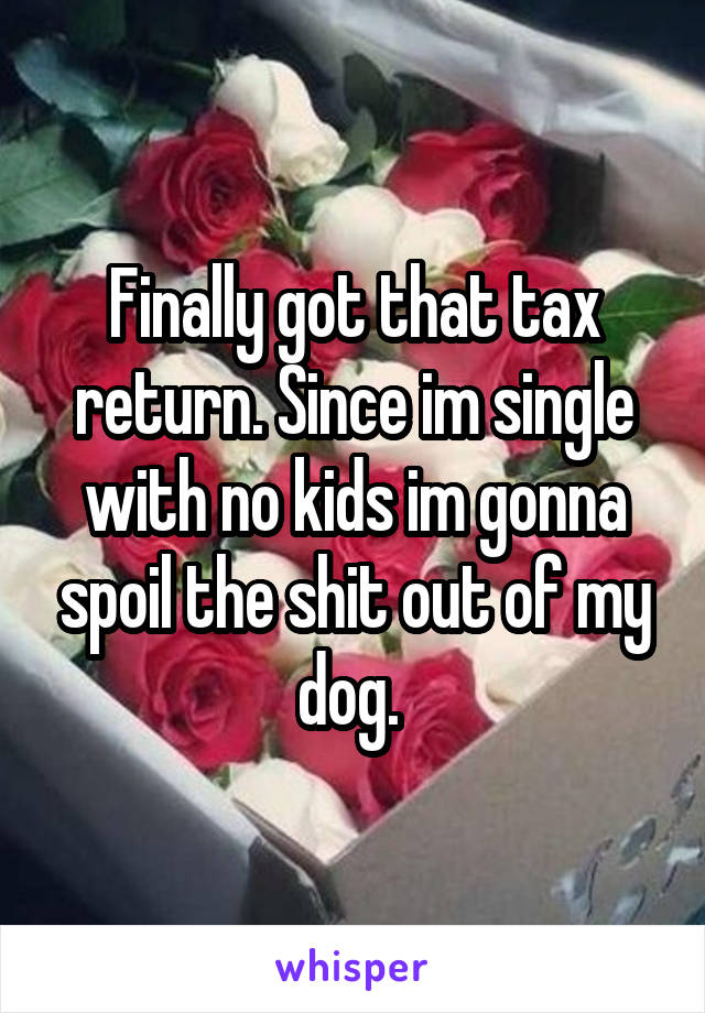 Finally got that tax return. Since im single with no kids im gonna spoil the shit out of my dog. 