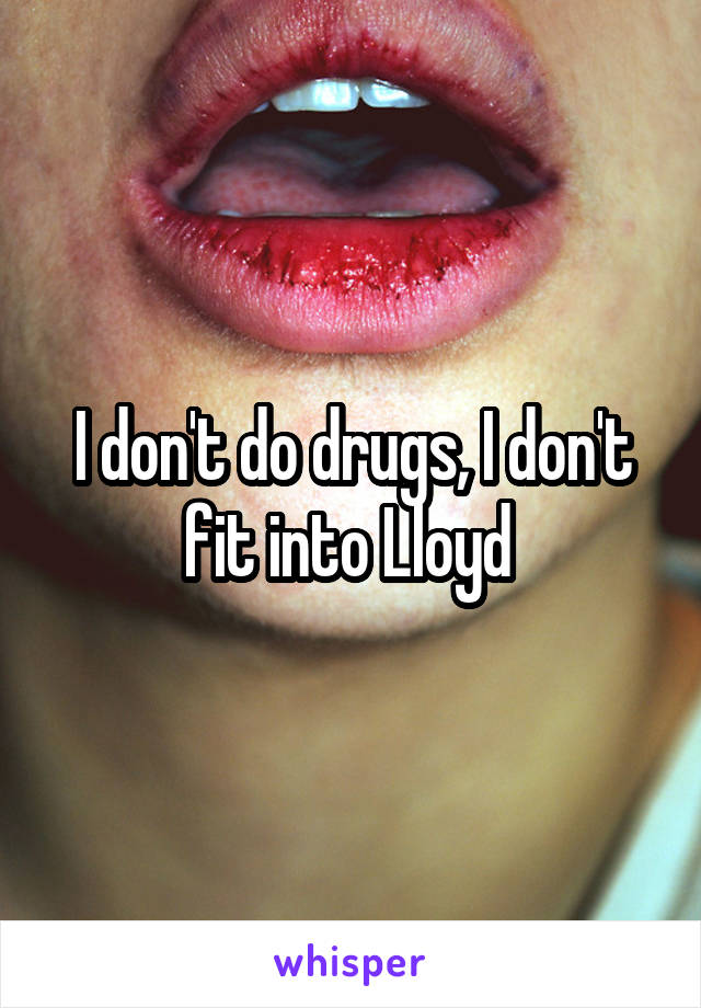 I don't do drugs, I don't fit into Lloyd 