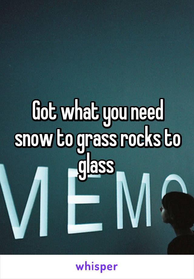 Got what you need snow to grass rocks to glass 