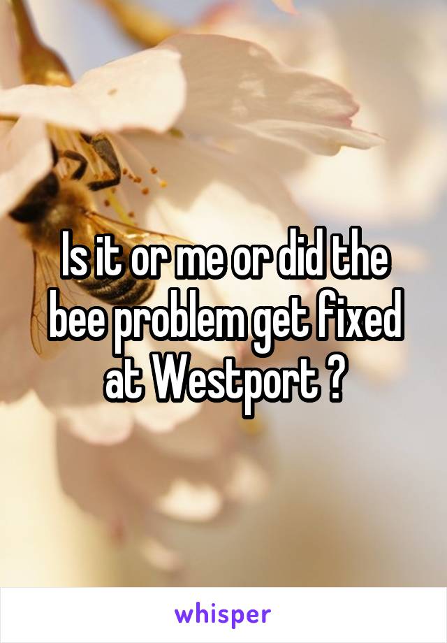 Is it or me or did the bee problem get fixed at Westport ?