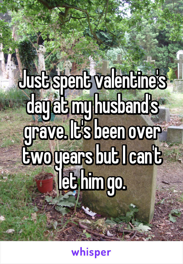 Just spent valentine's day at my husband's grave. It's been over two years but I can't let him go.