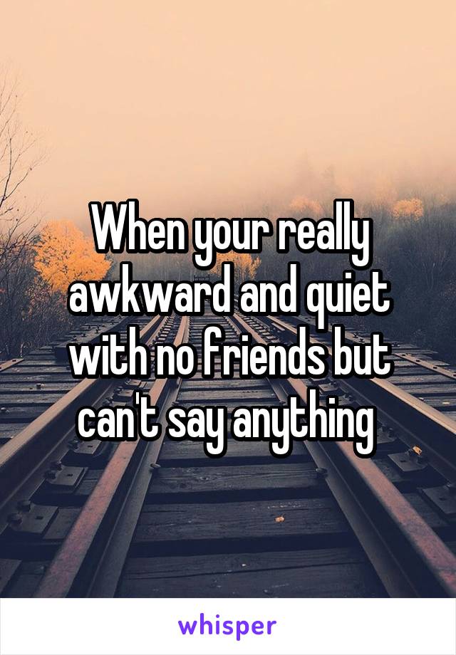 When your really awkward and quiet with no friends but can't say anything 