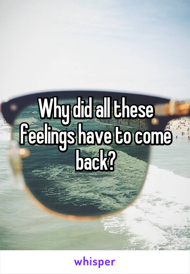 Why did all these feelings have to come back?