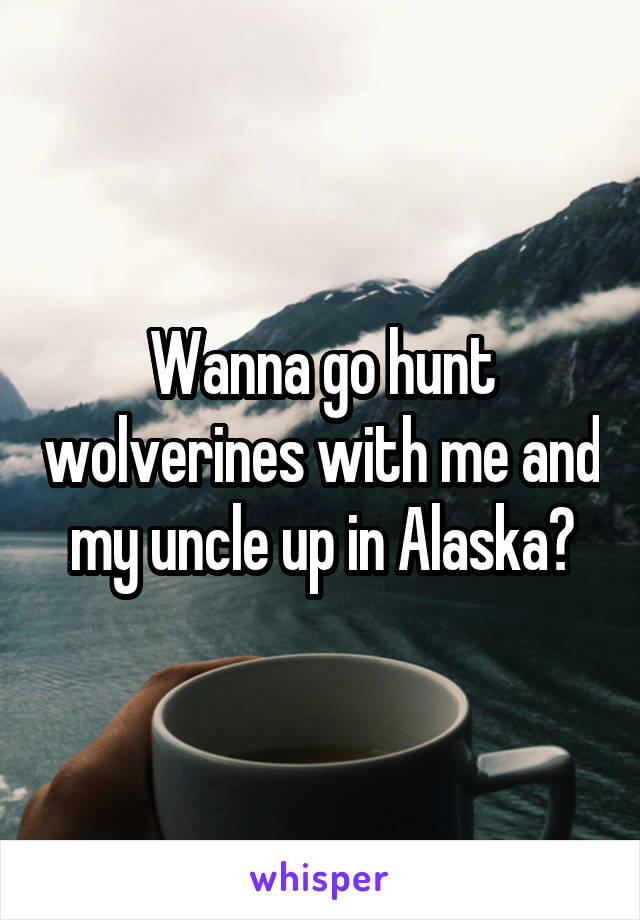 Wanna go hunt wolverines with me and my uncle up in Alaska?