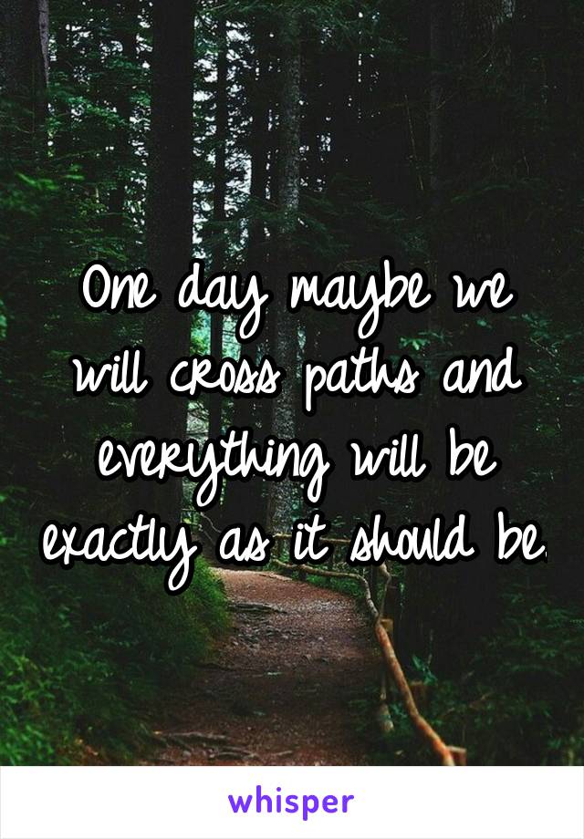 One day maybe we will cross paths and everything will be exactly as it should be.